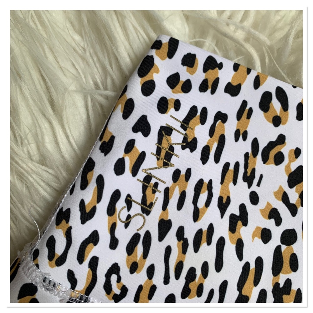 Slinkii Panthera Leggings Animal Print White Tan Size Medium - Picture 6 of 9